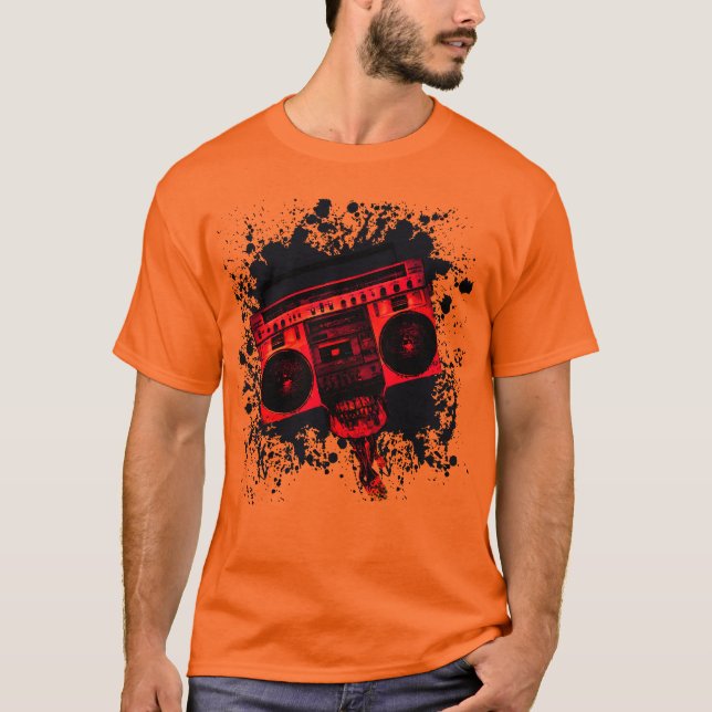 Splattered BoomBox huvud Tee Shirt (Framsida)
