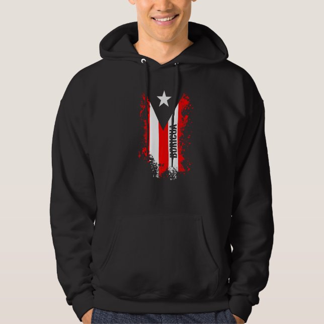 Splattered Boricua Puerto Rican Flagga Premium Hoodie (Framsida)