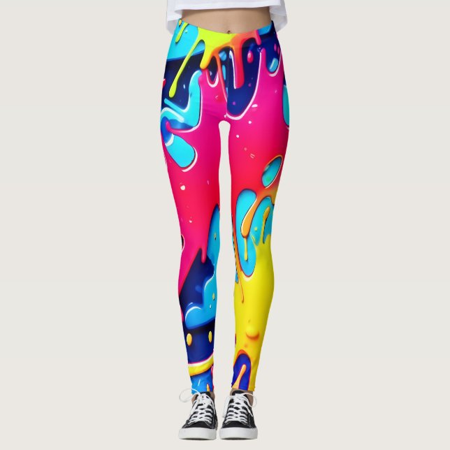 Splatterfest: En Färgrik Kaos Leggings (Framsida)