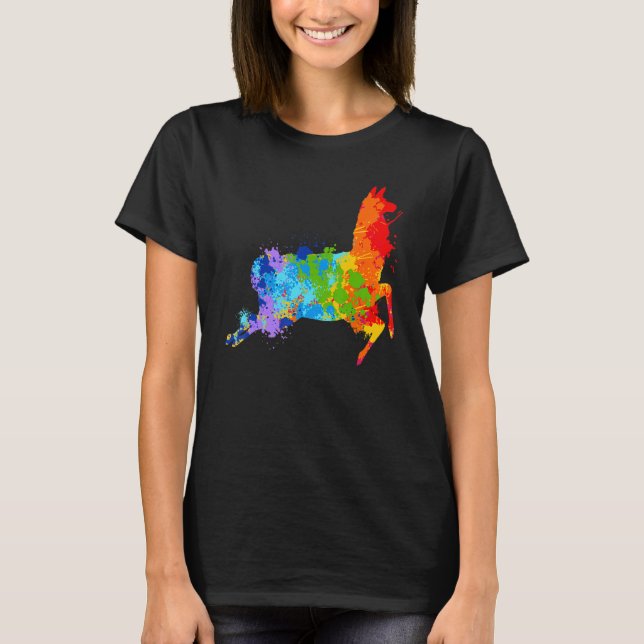 Splattering Paint Llama Drip Painting Llama T Shirt (Framsida)