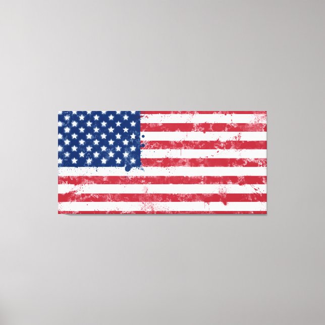 Splattermålad amerikansk Flagga Canvastryck (Framsida)