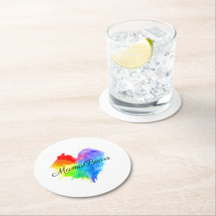 Splattrerad Rainbow Heart Underlägg Papper Rund