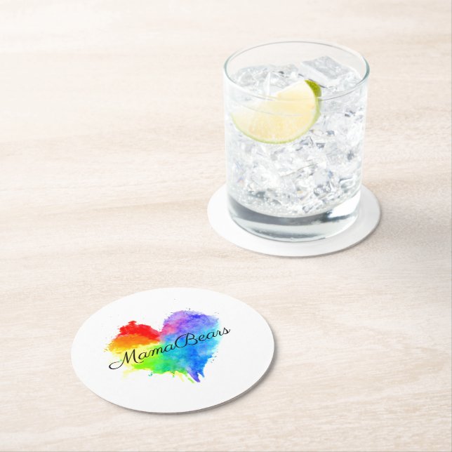 Splattrerad Rainbow Heart Underlägg Papper Rund (Insitu)