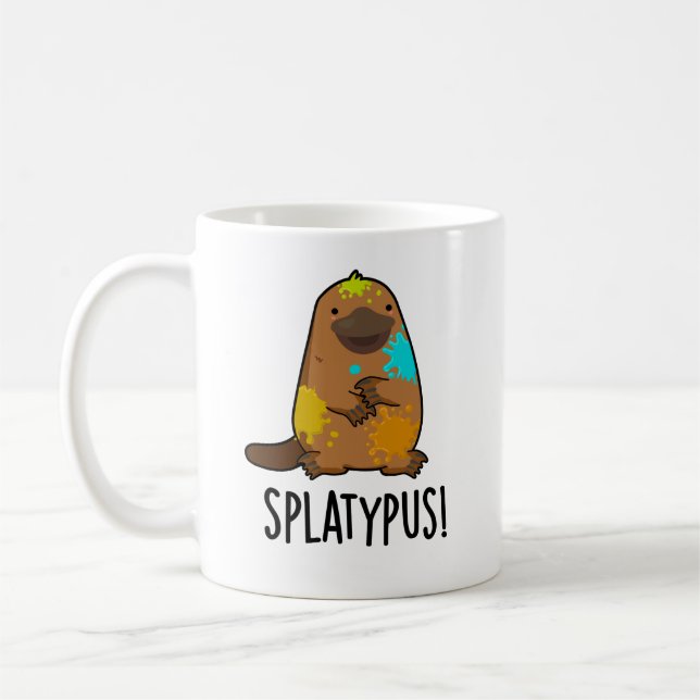 Splatypus Funny Animal Platypus Pun Kaffemugg (Vänster)