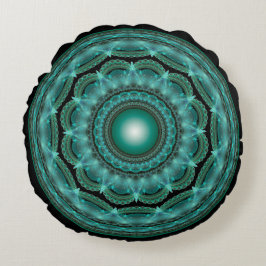 Splenal fractal glansig mandala rund kudde