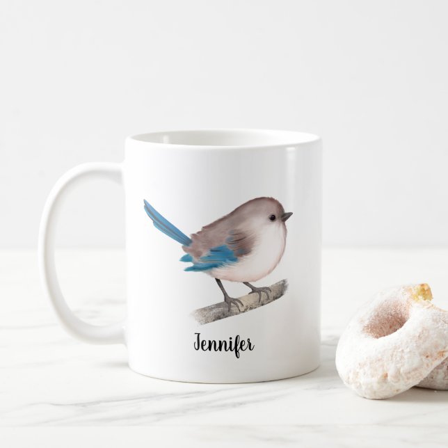 Splendid Fairy Wren Bird på Gren Kaffemugg (Med munk)