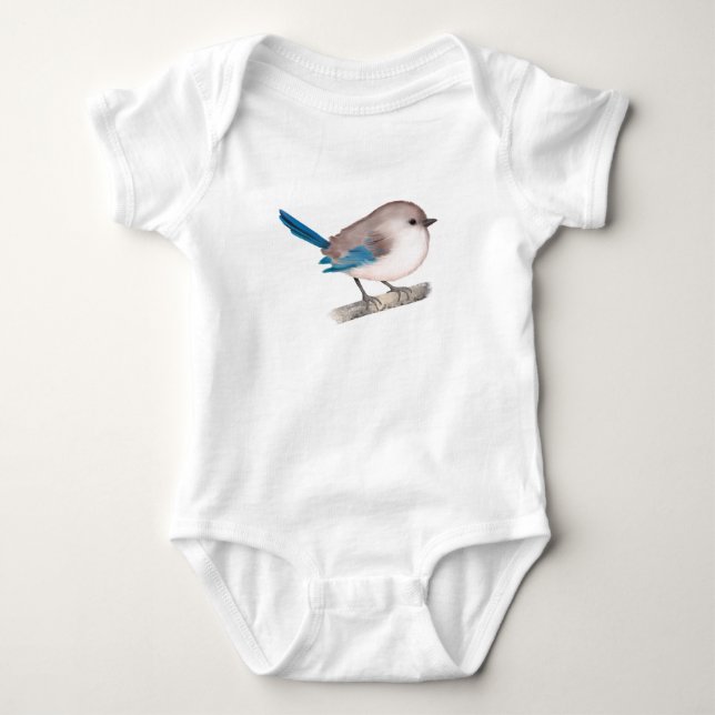 Splendid Fairy Wren Bird på Gren T Shirt (Framsida)