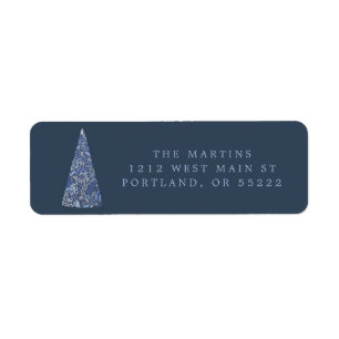 Splendid Spruce Träd Blue jul/helgdag Returadress Etikett