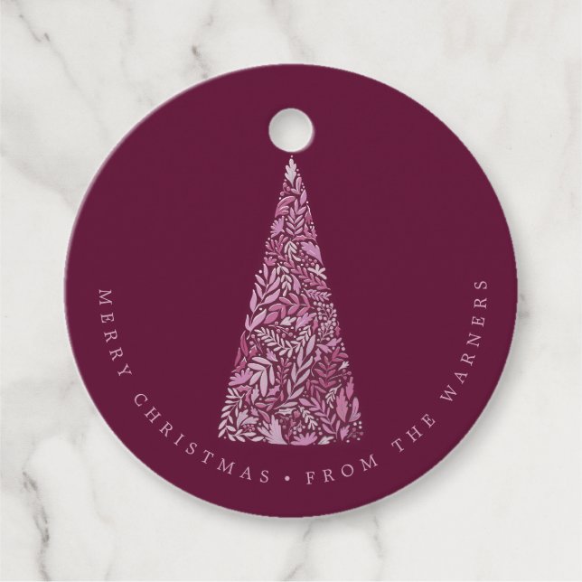 Splendid Spruce Träd Plum jul/helgdag Gåvor Etiketter (Framsida)