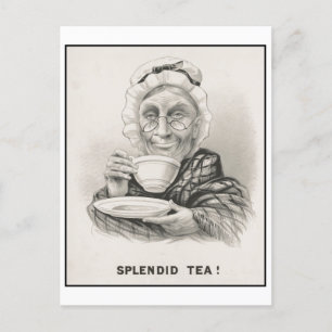 Splendid Tea Funny Vintage Postcard Vykort