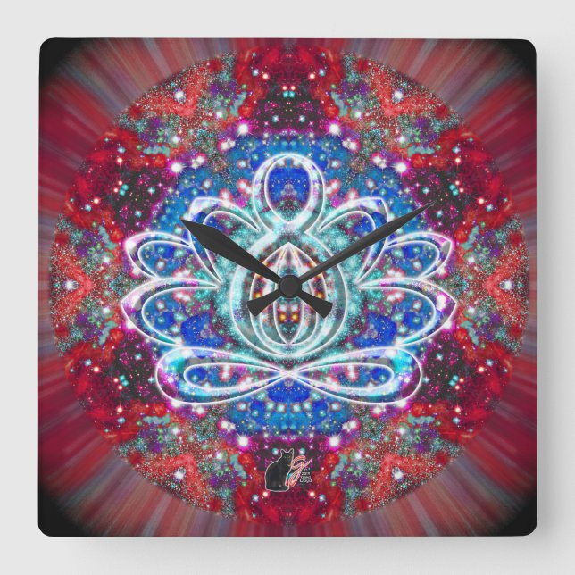 Splendorous Zen Lotus Clock Fyrkantig Klocka (Framsida)