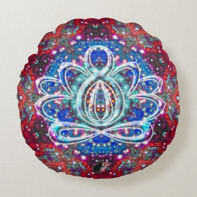 Splendorous Zen Lotus Round Pillow Rund Kudde (Framsidan)