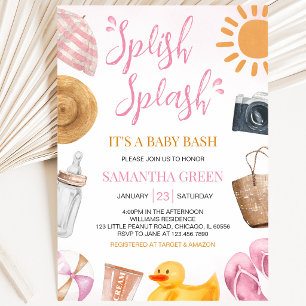 Splish Splash Baby Bash Flicka Baby Shower Inbjudningar