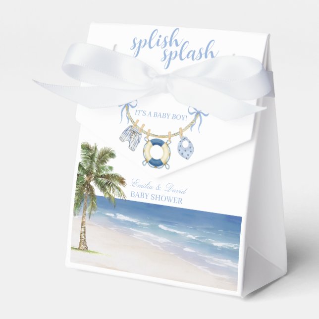 Splish Splash Beach Baby Shower Favor Box Presentaskar (Framsidan Sidan)
