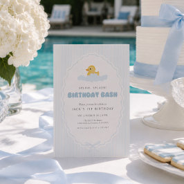 Splish Splash Blå Gummiand 1-årsdag Inbjudningar