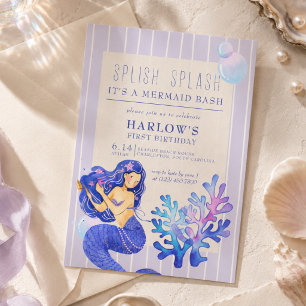 Splish Splash Det är en Mermaid-fest Första födels Inbjudningar
