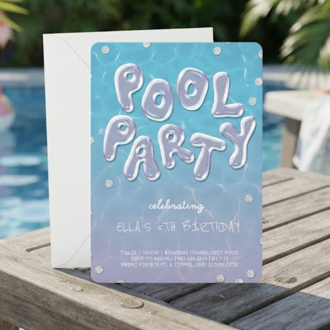 Splish Splash Födelsedagsfest Poolparty Inbjudan (Skapare uppladdad)