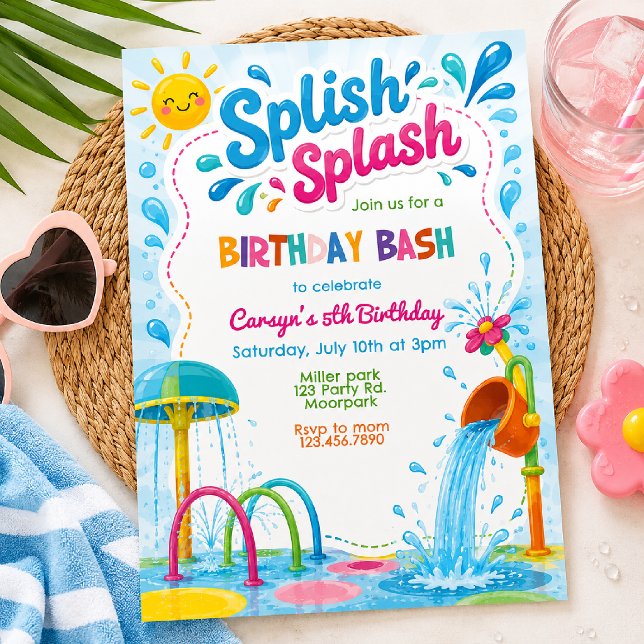 Splish Splash Födelsedagsfest | Splash Pad Inbjudningar (Skapare uppladdad)