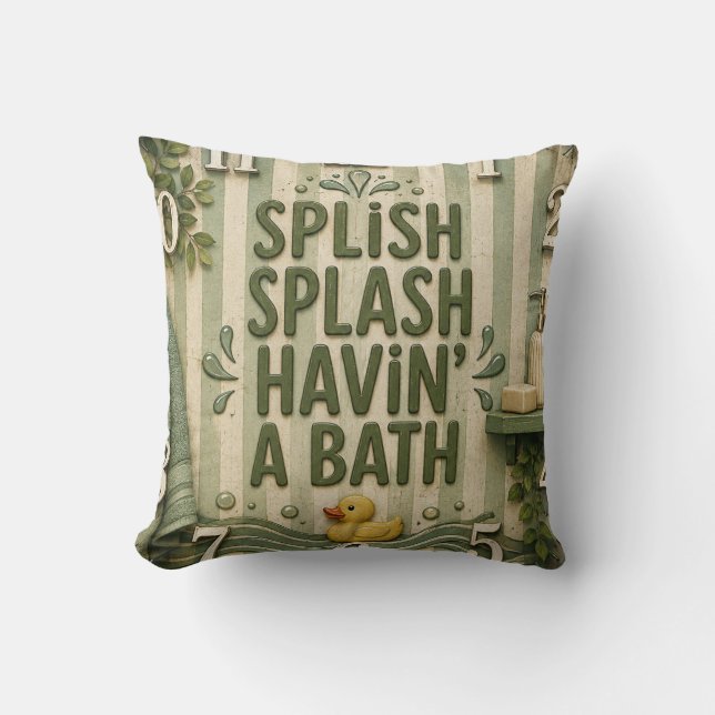 Splish Splash Havin' a Bath Farmhouse Bathroom  Kudde (Framsida)