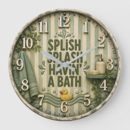 Splish Splash Havin' a Bath Farmhouse Bathroom Stor Klocka
