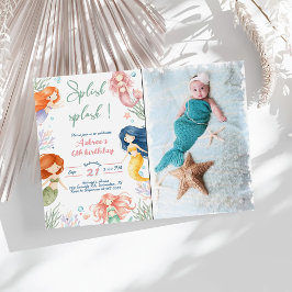 Splish Splash Havsfröken 6-års födelsedag Inbjudningar