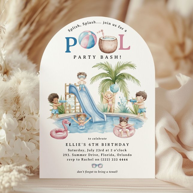 Splish Splash, Kids Pool Birthday Bash Inbjudningar (Skapare uppladdad)