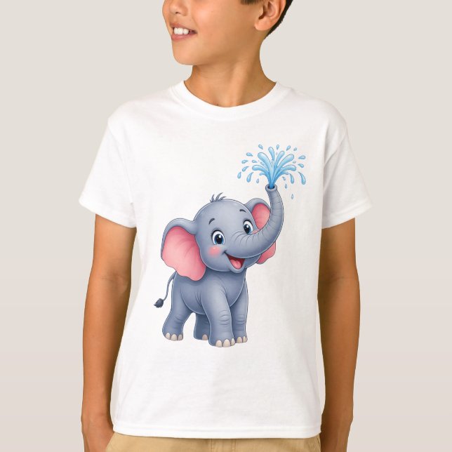 Splish Splash! Lilla Elefant Vattenlek T Shirt (Framsida)