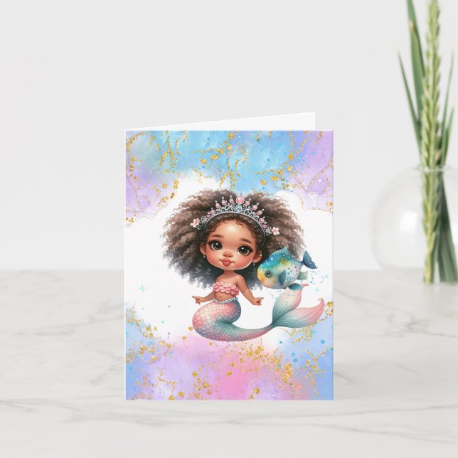 Splish Splash Mermaid Party Enkel Tacksamhetskort Kort (Framsida)