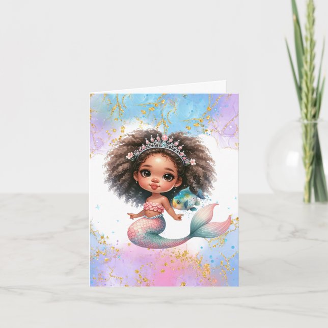 Splish Splash Mermaid Party Plain  Kort (Framsida)