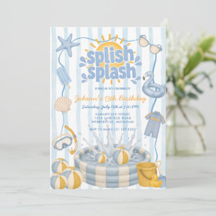 Splish Splash Pool Boy Party Födelsedagsinbjudan Inbjudningar