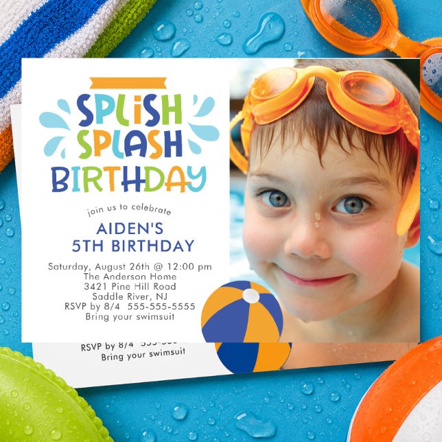 Splish Splash Pool Födelsedagsinbjudan Inbjudningar (Skapare uppladdad)