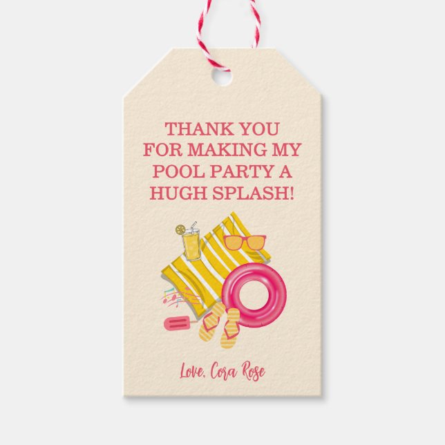 Splish Splash Pool Party Bash Birthday Presentetikett (Framsidan)