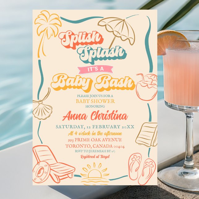 Splish Splash Retro Baby Bash Baby Shower Inbjudningar (Skapare uppladdad)