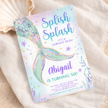 Splish Splash Siren Födelsedagsinbjudan