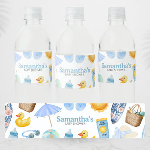 Splish Splash Sommar Baby Shower Vattenflaskor Etikett