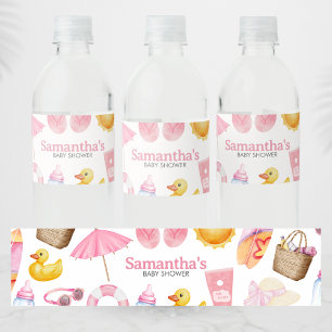 Splish Splash Sommar Babyshower Vattenflaskor Etikett