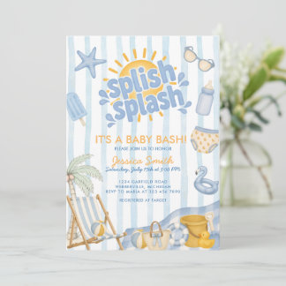 Splish Splash Sommar Blå Baby Shower Inbjudningar