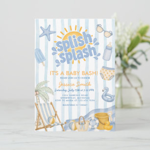 Splish Splash Sommar Blå Baby Shower Inbjudningar