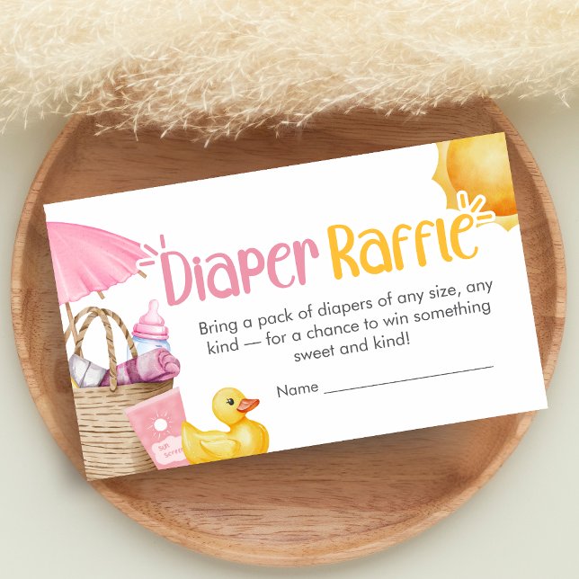 Splish Splash Summer Baby Shower Diaper Raffle Tilläggskort (Pink Splish Splash Baby Shower Diaper Raffle)