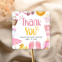 Splish Splash Summer Baby Shower Fyrkantigt Klistermärke