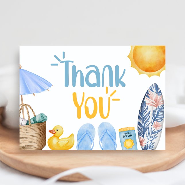 Splish Splash Summer Baby Shower Tack Kort (Blue Splish Splash Baby Shower Thank You Card)
