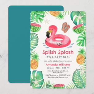 Splish Splash Tropisk Strand Pool Baby Shower Inbjudningar