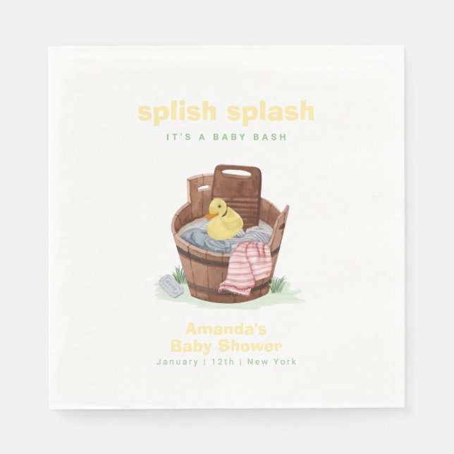 Splish Splash Tvättbalja Gummi Anka Baby Shower  Pappersservett (Framsidan)