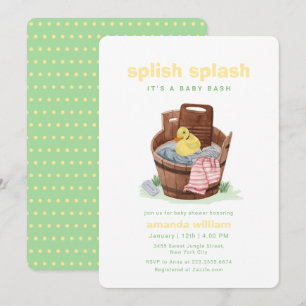 Splish Splash Tyg Badkar Gummiank Baby Shower Inbjudningar