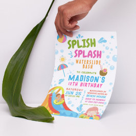 Splish Splash Vattenrutschbana Fest Redigerbar Inb Inbjudningar