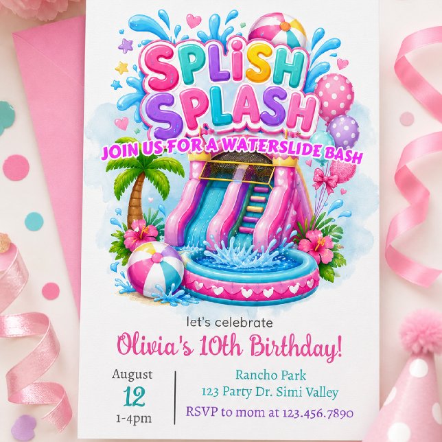 Splish Splash Waterslide Birthday | Bounce House Inbjudningar (Skapare uppladdad)