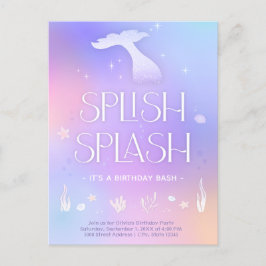 Splish Splash Whimsical Glitter Hajfödelsedagsfira Vykort