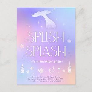 Splish Splash Whimsical Glitter Hajfödelsedagsfira Vykort