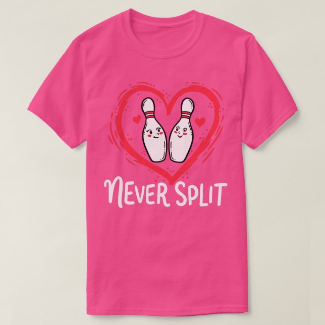 Split Bowling Stift Sport Valentines day T Shirt (Design framsida)