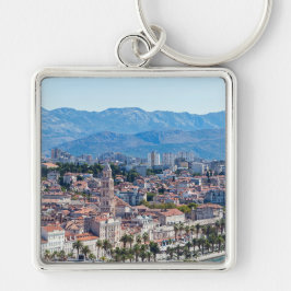 Split city Sefront Aerial view, Dalmatia, Kroatien Fyrkantig Silverfärgad Nyckelring